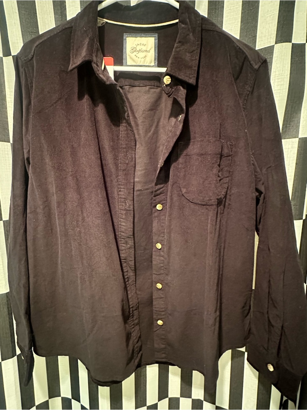 Black Corduroy Button-Up Shirt